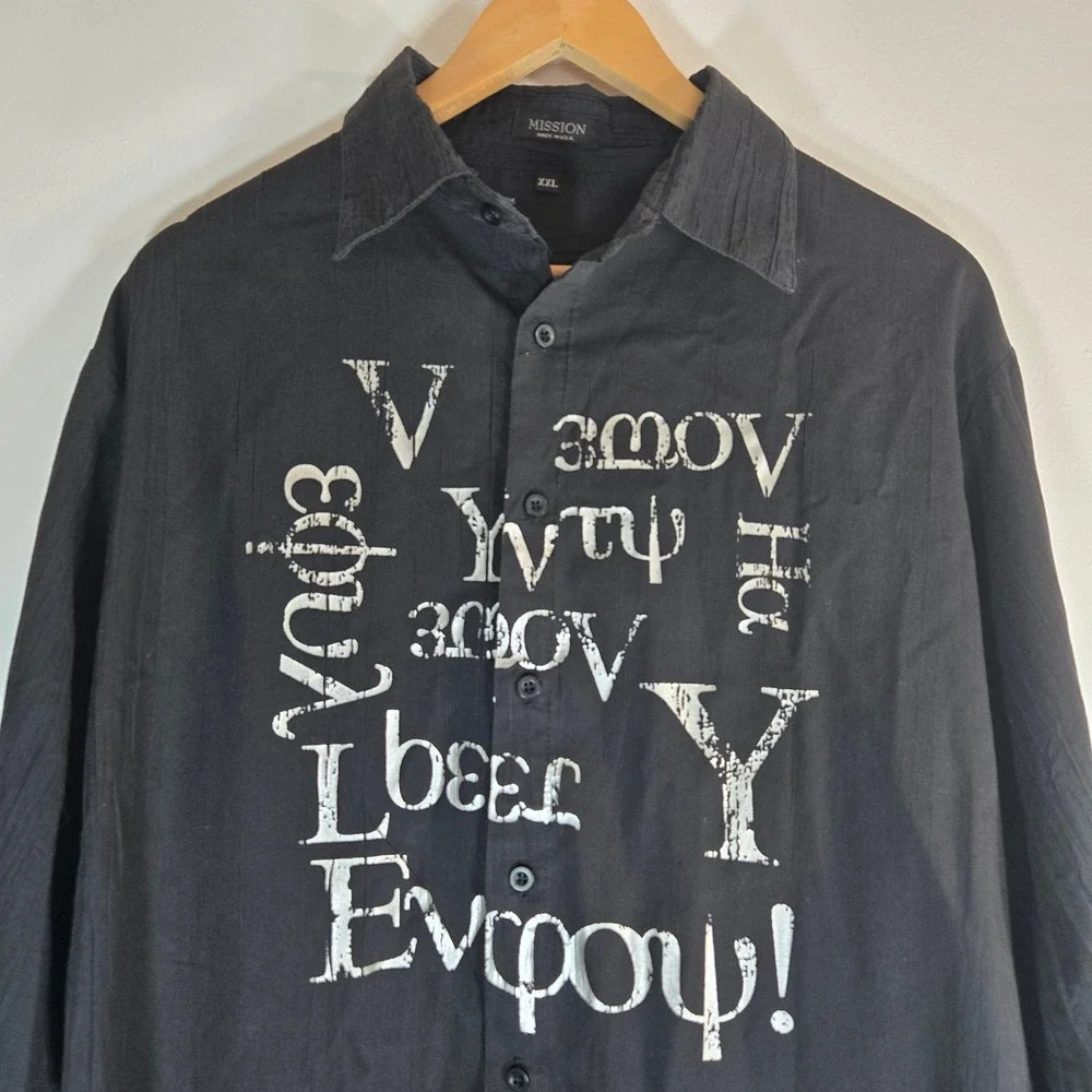 Vintage Y2K Mission Graphic Shirt 2XL Made in USA Black Oversized - Picture 2 of 8